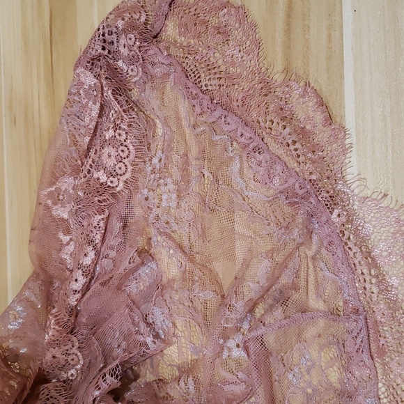 Pink Lace Majorelle Overlay Illusion Faux Wrap High Low Maxi Dress Size… - Picture 7 of 11